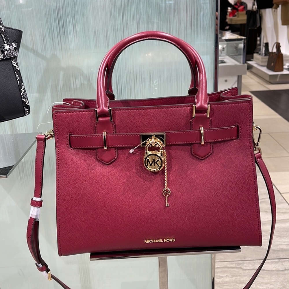 MICHAEL KORS HAMILTON MEDIUM SATCHEL MULBERRY COLOR - Picture 3 of 16